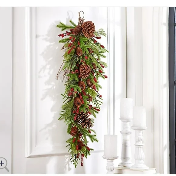 Wicker Park 36" Unlit Berry & Pinecones - Picture 1 of 5